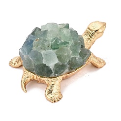 Figurines de tortues en amas de fluorite naturelle et alliage de zinc&nbsp;G-Q615-01C