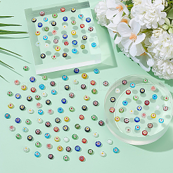 240 шт. плоские круглые стеклянные бусины миллефиори ручной работы LAMP-ME0001-12