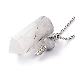 Ожерелья с открываемыми флаконами духов натуральный турмалиновый кварц / черный рутилированный кварц ожерелья с подвесками NJEW-H216-06P