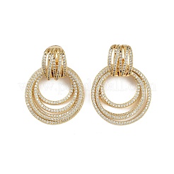 Многослойное кольцо латунные серьги-гвоздики с микропаве из прозрачного кубического циркония EJEW-S275-02G