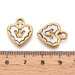 Подвески в форме сердца из нержавеющей стали 304 с натуральным белым ракушечным узором STAS-N110-22A-G