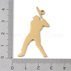 304ステンレスペンダント  打者の魅力  ゴールドカラー  41x23x1.5mm  穴：2mm&nbsp;STAS-B062-01B-G