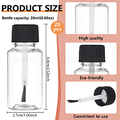 DIYのエッセンシャルオイルボトル  プラスチック製の空のボトル  キャップとソフトブラシ付き  ブラック  2.7x6.4cm  容量：20ml（0.68fl.oz）&nbsp;AJEW-WH0348-302B-02