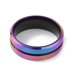 304 Edelstahl geriffelter Fingerring für Männer und Frauen&nbsp;RJEW-WH0011-09G-MC