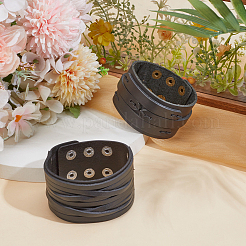 2 шт. браслетов из коровьей кожи 2 стилей&nbsp;BJEW-CL0003-34B