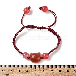 Braccialetti di perline di resina con testa di gatto&nbsp;BJEW-L701-02A