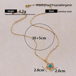Colliers pendentifs vintage en acier inoxydable 304 et turquoise synthétique&nbsp;RQ4537