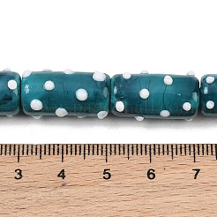 手作りのランプワークの凹凸のあるビーズ  水玉模様の列  ティール  20x11x11~12mm  穴：1.8mm&nbsp;LAMP-G170-01B-14