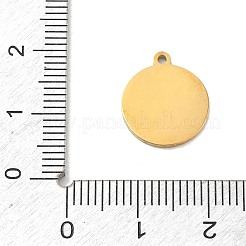 304ステンレススチールチャーム  フラットラウンド型で、二つの月があしらわれたチャーム  ゴールドカラー  15x13x1mm  穴：1.2mm&nbsp;SA-CBA2714-02C-G