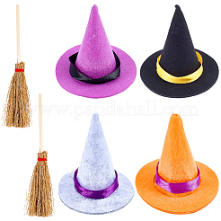 16 шт. мини-шляпки ведьмы из полиэстера&nbsp;AJEW-CP0009-34