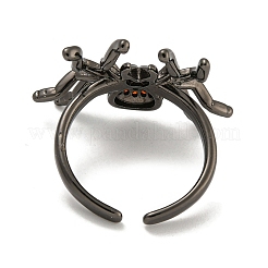 Стойки с покрытием из латуни микро-паве с кубическим цирконием в виде паука открытые манжеты кольца для женщин RJEW-I104-24B