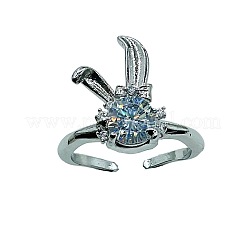 Anelli da dito da donna in ottone con micro pavé di zirconi cubici&nbsp;WG52857-01