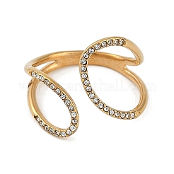 Кольцо из нержавеющей стали 304 с ионным покрытием (IP) со стразами&nbsp;RJEW-D083-06G