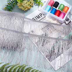 Garnitures en dentelle à franges en polyester de 10 mètre&nbsp;OCOR-WH0080-97B