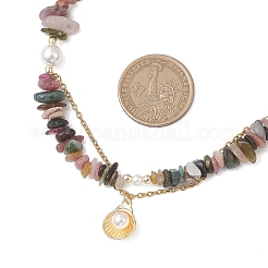 Наборы ожерелий и браслетов для женщин из натуральных разноцветных турмалиновых бусин.&nbsp;SJEW-JS01372-02