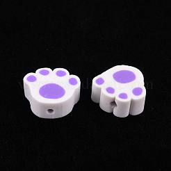 手作り樹脂粘土ビーズ  足跡  紫色のメディア  8~11x9~11x4~5mm  穴：1.2~1.6mm&nbsp;CLAY-N011-008E