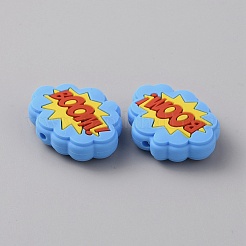 Облако со словом бум пищевые экологически чистые силиконовые бусины&nbsp;LS-SIL-WH0014-22C