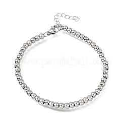 4 mm runde Armbänder aus Edelstahlperlen (304) für Damen und Herren&nbsp;SA-CBAB767-15P