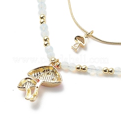 2шт 2 стиля сплава эмали гриб кулон ожерелья набор NJEW-JN04095