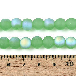 Нити стеклянных бусин с имитацией матового нефрита GLAA-T032-J8mm-MBB05