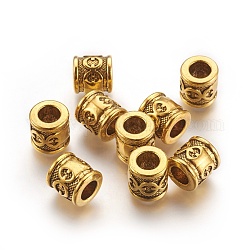 Tibetan Style Alloy Spacer Beads, Lead Free & Cadmium Free, Tube, Antique Golden Color, Size: about 10mm in diameter, 10mm thick, hole: 5.5mm