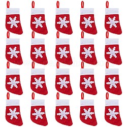 GORGECRAFT 20Pcs Mini Christmas Stockings Red Knitting Socks Cutlery Bags Non-woven Fabric Tableware Holder Candy Pouch Spoon Fork Silverware Protection Bag Cover for Xmas Decor Table Dinner Ornament