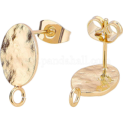 Brass Stud Earring Findings, with Loop, and Brass Ear Nuts, Earring Backs, Real 18K Gold Plated, Brass Finding: 10pcs/kind