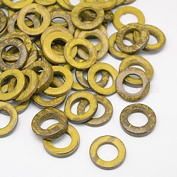 Fornituras de la joya de madera de coco teñido anillos que unen, vara de oro oscuro, 20~23x2~5mm