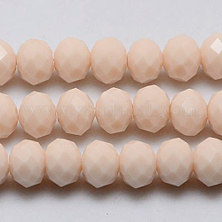 Imitazione fili di perle di vetro giada, sfaccettato, rondelle, navajo bianco, 3.5x2.5~3mm, Foro: 1 mm, circa 139pcs/filo, 14 pollice