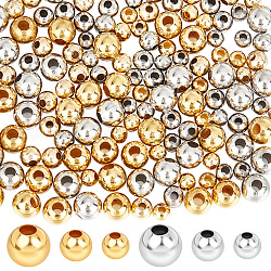 Beebeecraft 180 pièces 6 style 304 perles en acier inoxydable, ronde, couleur mixte, 5x4.5mm, Trou: 1.8mm, 30 pièces / style