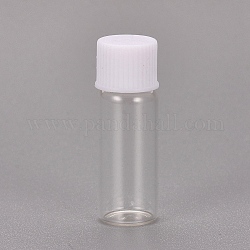 Bouteilles en verre, perles conteneurs, avec couvercles à vis en plastique blanc, clair, 3x1 cm, capacité: 1 ml (0.03 oz liq.)