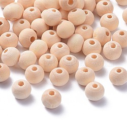 Natural Unfinished Wood Beads, Round Wooden Loose Beads Spacer Beads for Craft Making, Lead Free, Moccasin, 8x7mm, Hole: 2~3mm, about 6554pcs/1000g