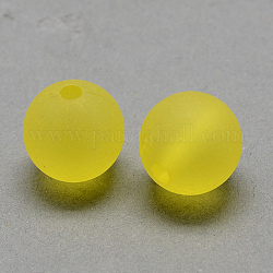 Прозрачные акриловый шар бисером, матовый стиль, круглые, желтые, 10 мм, отверстие : 2 мм, Около 938 шт / 500 г