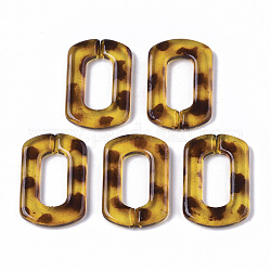 Transparentem Acryl Verknüpfung Ringe, Quick-Link-Anschlüsse, Nachahmung Leopardenfelle Muster, zur Herstellung von Kabelketten, Oval, Champagnergelb, 31x21x4.5 mm, Innendurchmesser: 18 mm