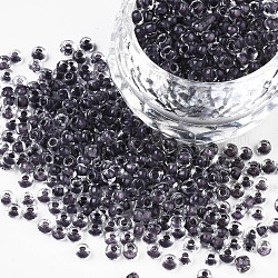 8/0 Glass Seed Beads, Transparent Inside Colours, Round Hole, Round, Gray, 8/0, 3~4x2~3mm, Hole: 0.8mm, about 15000pcs/bag