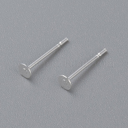Accessoires de puces d'oreilles en 304 acier inoxydable, plat rond, couleur d'argent, 3x0.3mm, pin: 0.7 mm