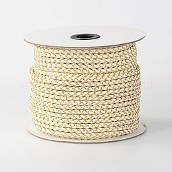 Korean Braided PU Leather Cord, White, 5mm, about 50yards/roll(150 feet/roll)