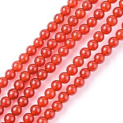 Chapelets de perles en cornaline naturelle, Grade a, teinte, ronde, 4mm, Trou: 1mm, 45 pcs / chapelet, 8 pouce