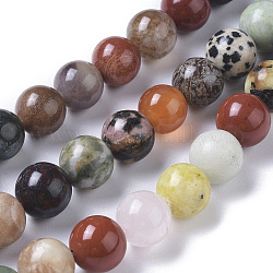 Bolas de Piedras Preciosas mixta naturales hebras, redondo, 10mm, agujero: 0.8 mm, aproximamente 38 pcs / cadena, 15.16 pulgada (38.5 cm)