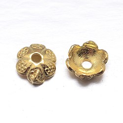 Echte 18k vergoldete 6 Blütenblätter 925 Sterling Silber Perlenkappen, Blume, golden, 6x2 mm, Bohrung: 1.5 mm, ca. 105 Stk. / 20 g