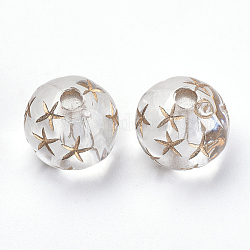 Perline acrilico placcato, metallo allacciati, rotonda con stella, chiaro, 9.5x9mm, Foro: 2 mm, circa 930pcs/500g