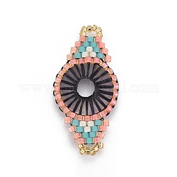Liens de perles de rocaille japonaises miyuki & toho, motif de tissage, losange, colorées, 31~32x15~15.7x1.7~2.1mm, Trou: 1.4~1.8mm