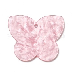 Acrylic Pendants, Imitation Gemstone Style, for DIY Making Keychain, Butterfly, Pink, 49x40.5x2mm, Hole: 3mm