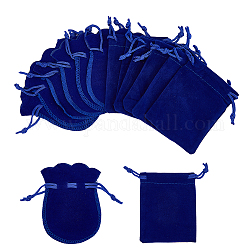 Hobbiesay 60 pz 2 sacchetti di velluto stile, astucci per gioielli con coulisse, rettangolo e forma di zucca, blu scuro, 9~9.5x7~7.5cm, 30pcs / style
