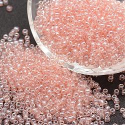 8/0 perles de rocaille en verre, Grade a, ronde, couleurs transparentes lustered, peachpuff, 2.8~3.2mm, Trou: 1.0mm, environ 15000 pcs / livre