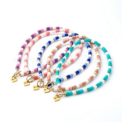 Collane di perline di argilla polimerica, con perline in ottone spacer, colore misto, 16.14 pollice (410 mm)