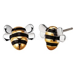 Brass Bee Stud Earrings for Women, Platinum & Golden, 9x11mm