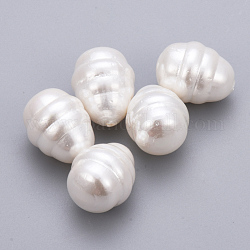 Perles de nacre peintes au pistolet, la moitié foré, texturé, blanc crème, 16x12.5mm, demi-trou: 1 mm