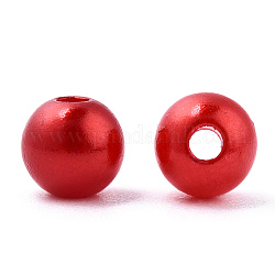 Perles d'imitation en plastique ABS peintes à la bombe, ronde, rouge, 6x5.5mm, Trou: 1.8mm, environ 4540 pcs / 500 g