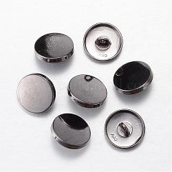 Кнопки сплава хвостовиком, 1-луночное, плоско-круглые, металлический черный, 20x7 мм, отверстие : 2 мм